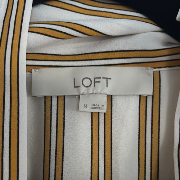LOFT White and Gold Striped Top - Picture 2 of 3